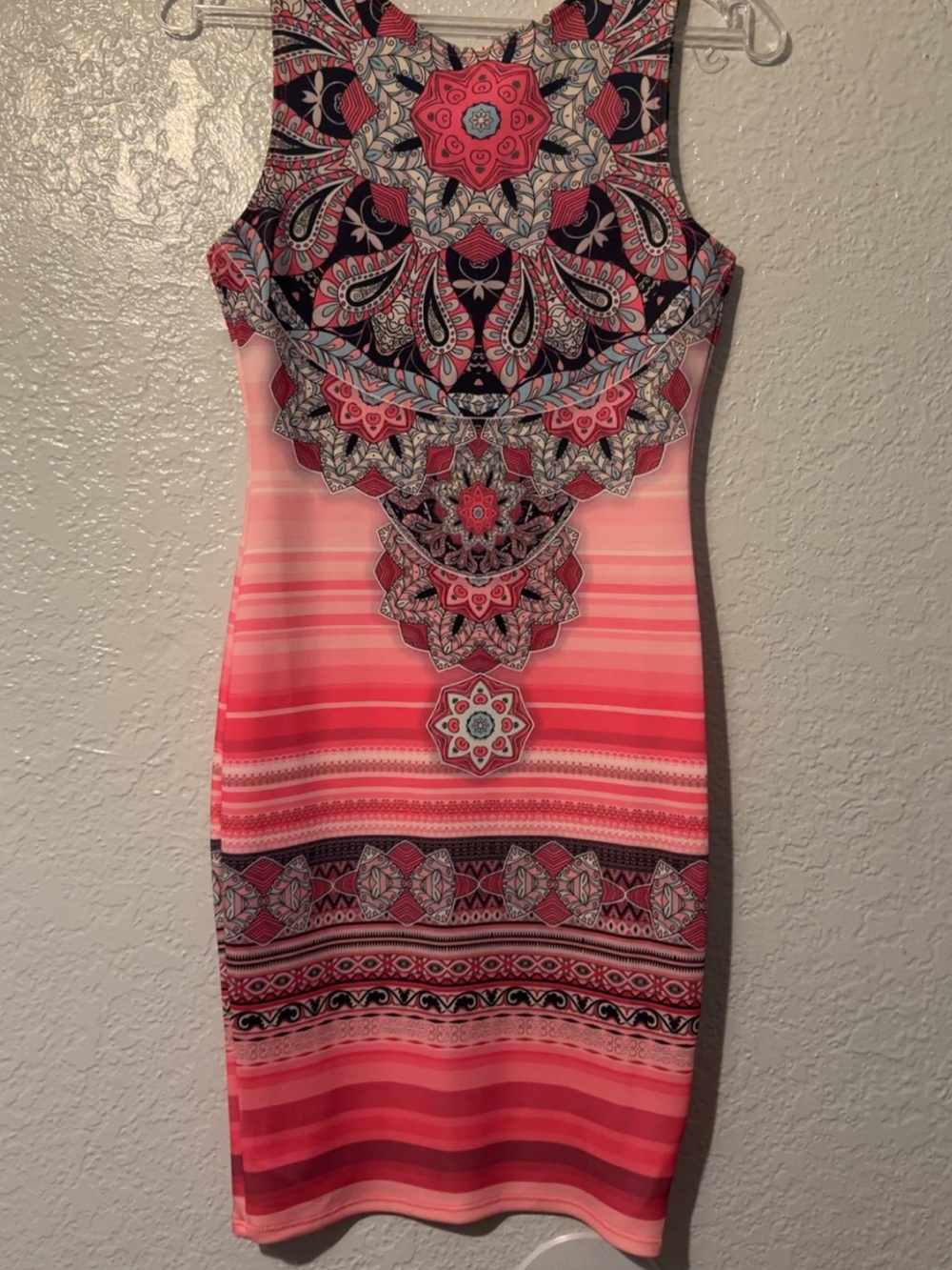 Sleeveless Pink Medallion Print Bodycon Dress